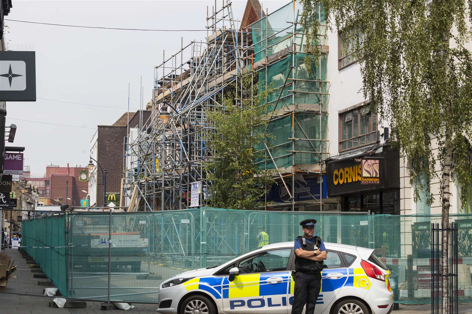 Scaffolding was erected around the site following the 2015 blaze. Picture: Martin Apps.