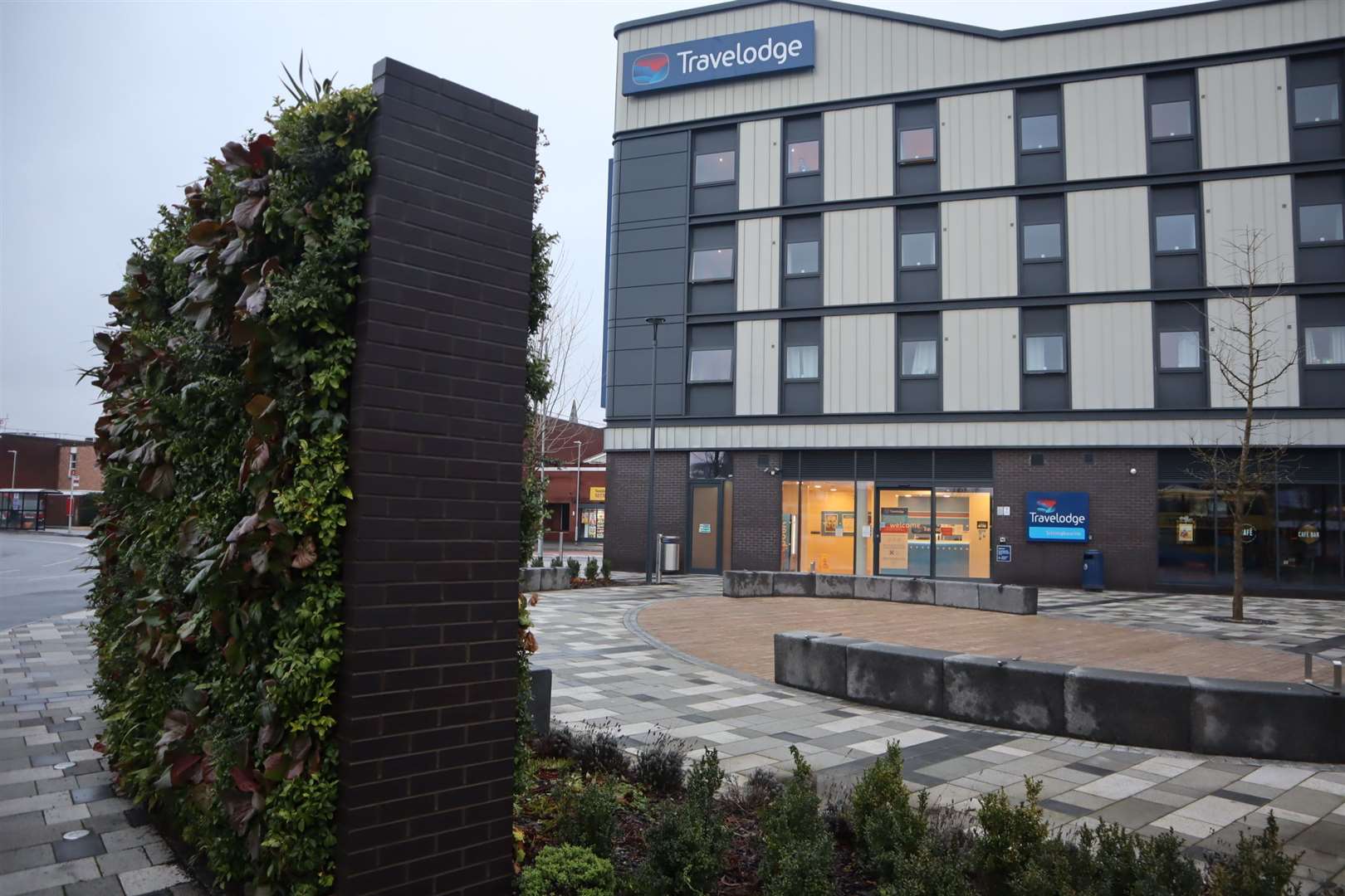 Sittingbourne Travelodge hotel with 'growing wall'