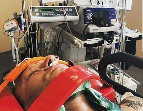 Shakey in hospital after the crash