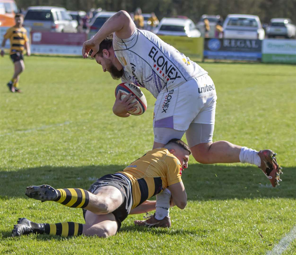 Canterbury's Royce Cadman attempts to stop a Clifton attack. Picture: Phillipa Hilton