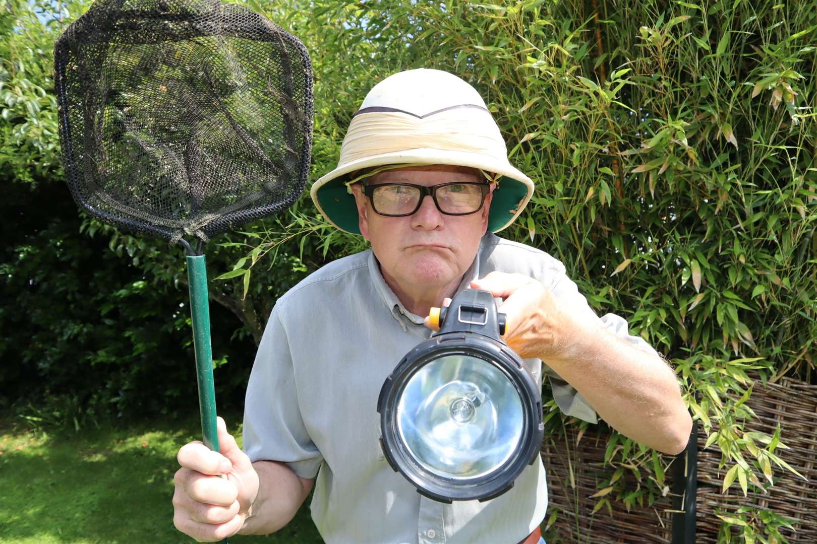Scorpion-hunter John Nurden dons pith helmet, net and torch as he goes in search of creepy-crawlies at Blue Town