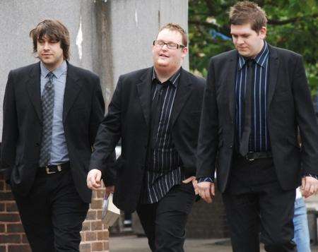 The Godden brothers outside court: far left Matthew, right Michael