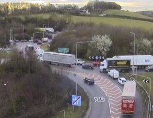 Traffic on the Stockbury roundabout. Picture: Highways England
