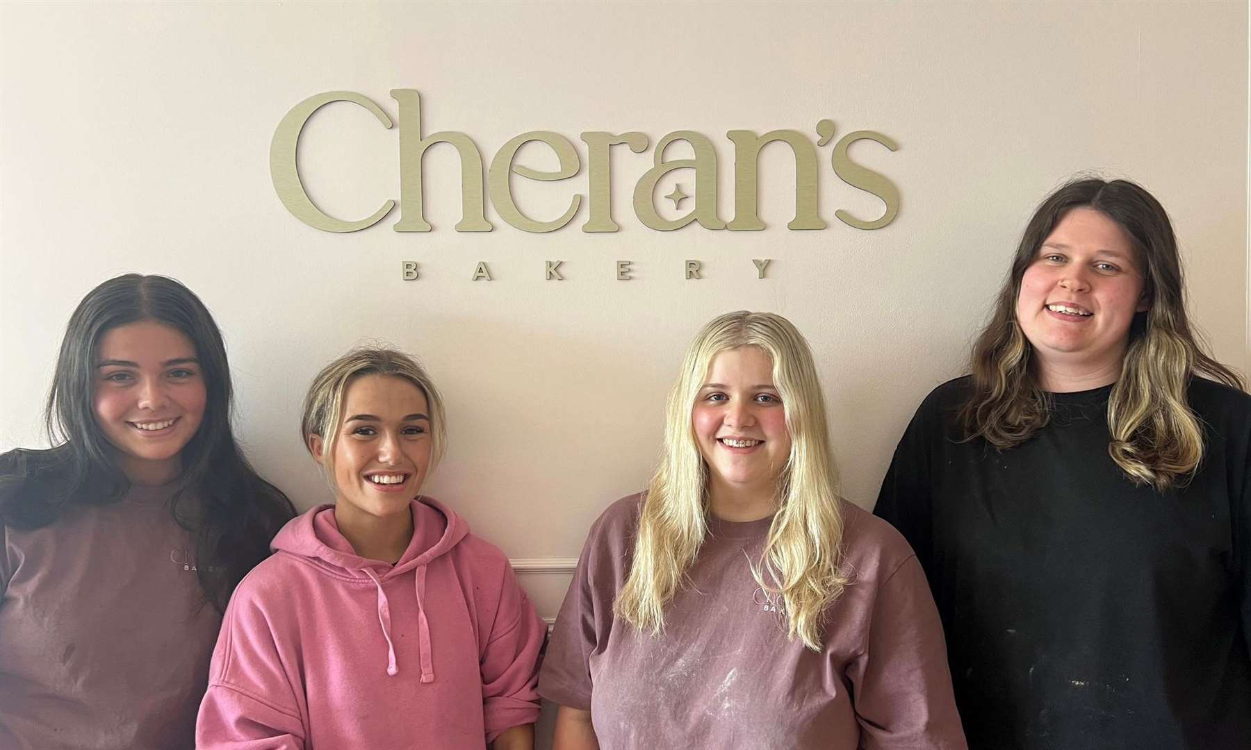 Staff at Cheran's Bakery, from left to right, Brooke Parker, 19, Jasmine Hawtin, 20, Chloe Mallon 23, Rebecca Webb, 28. Picture: Megan Carr