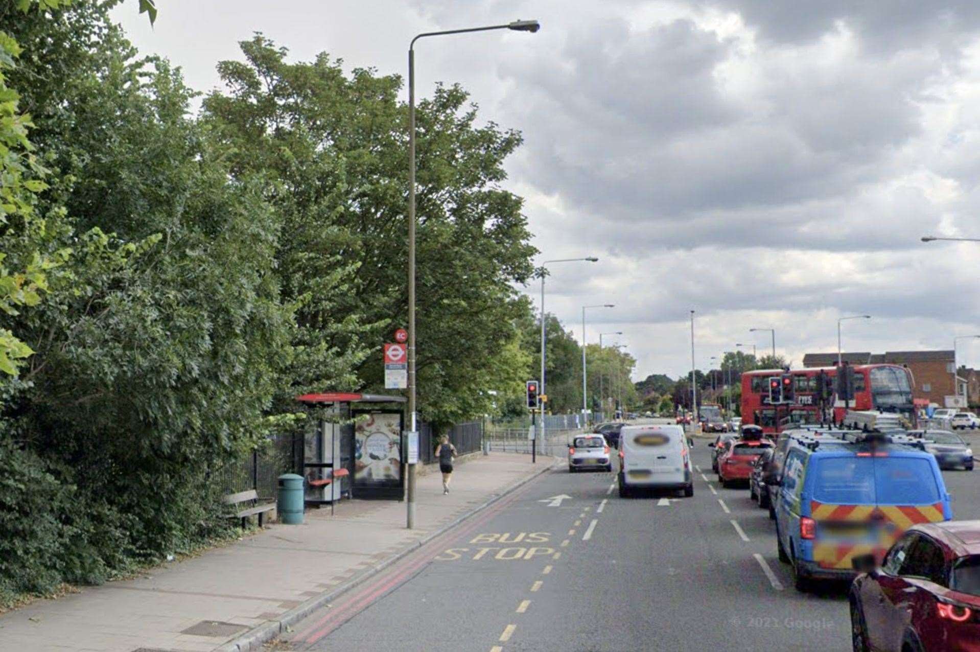 The deadly crash occurred at a bus stop on the A20 Eltham Road in Greenwich. Picture: Google Maps