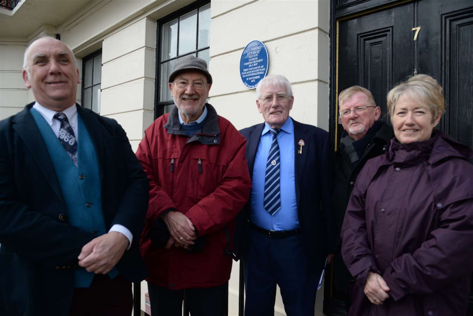 The unveiling of a plaque at Cuthbert Ottaway's home by the Dover Society, March 2018. Picture: Chris Davey