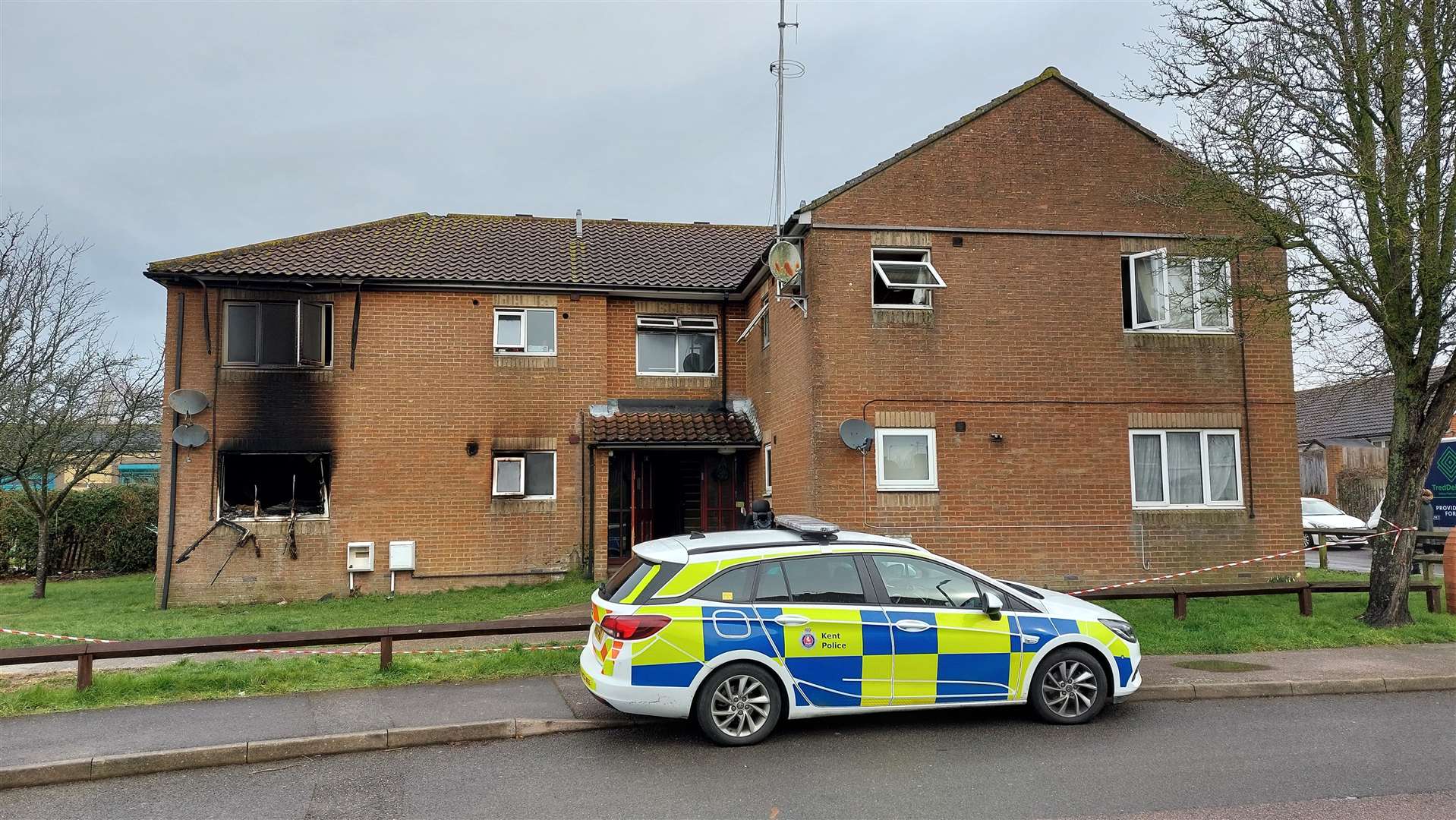 The blaze broke out at flats in Mallards, Willesborough
