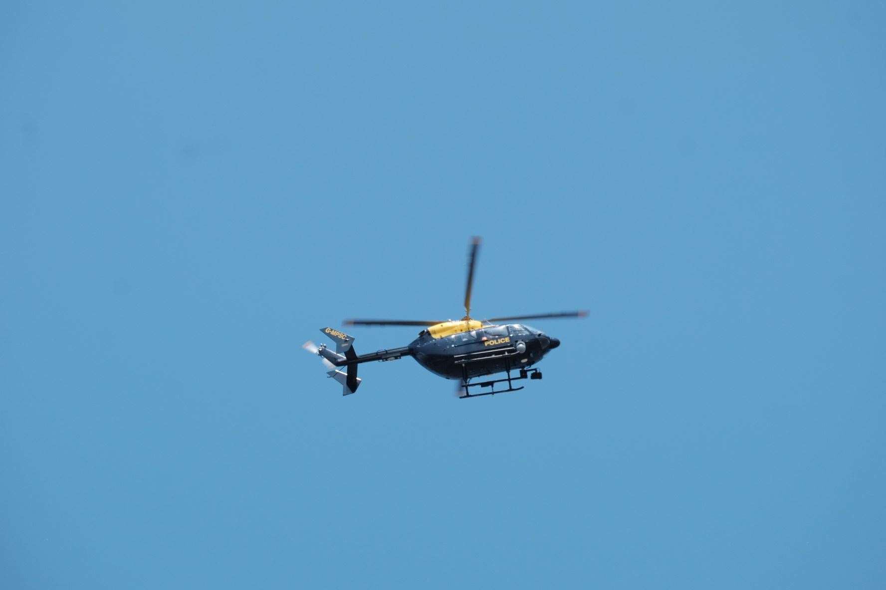 A police helicopter was seen circling near the A229. Stock image