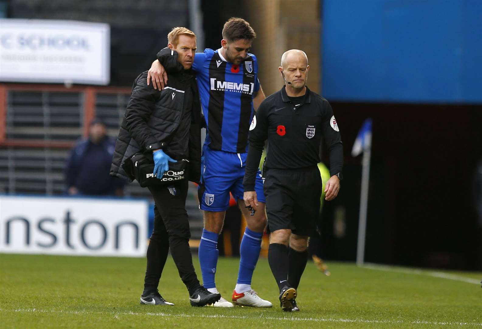 Robbie McKenzie was one of three players injured in challenges from Cheltenham players in the 1-1 draw at Priestfield Picture: Andy Jones