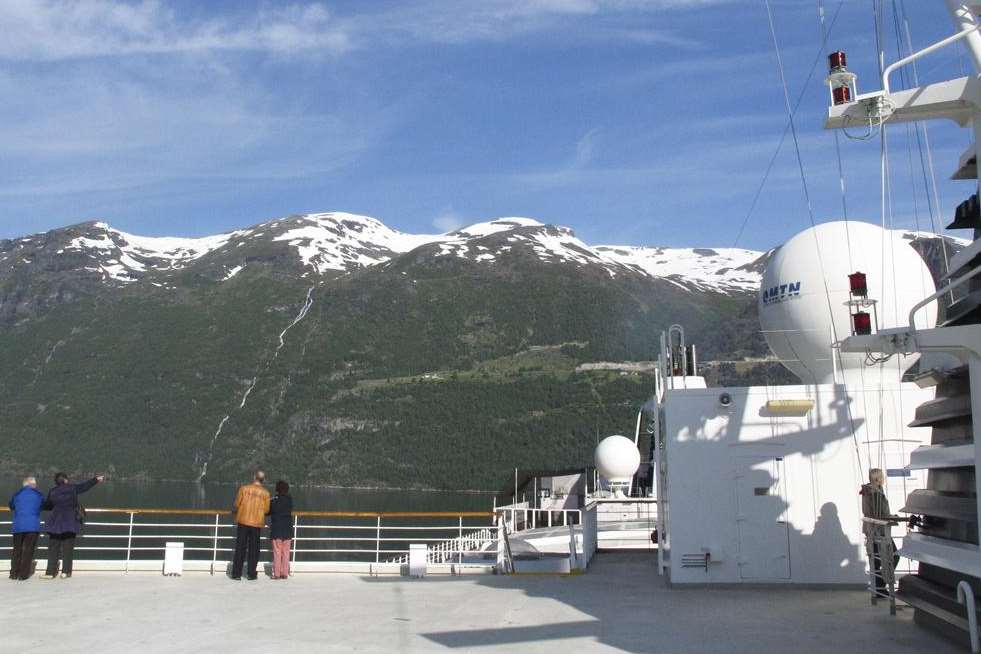 Geirangerfjord viewed from the top deck of ms Ryndam. Picture: Suz Elvey