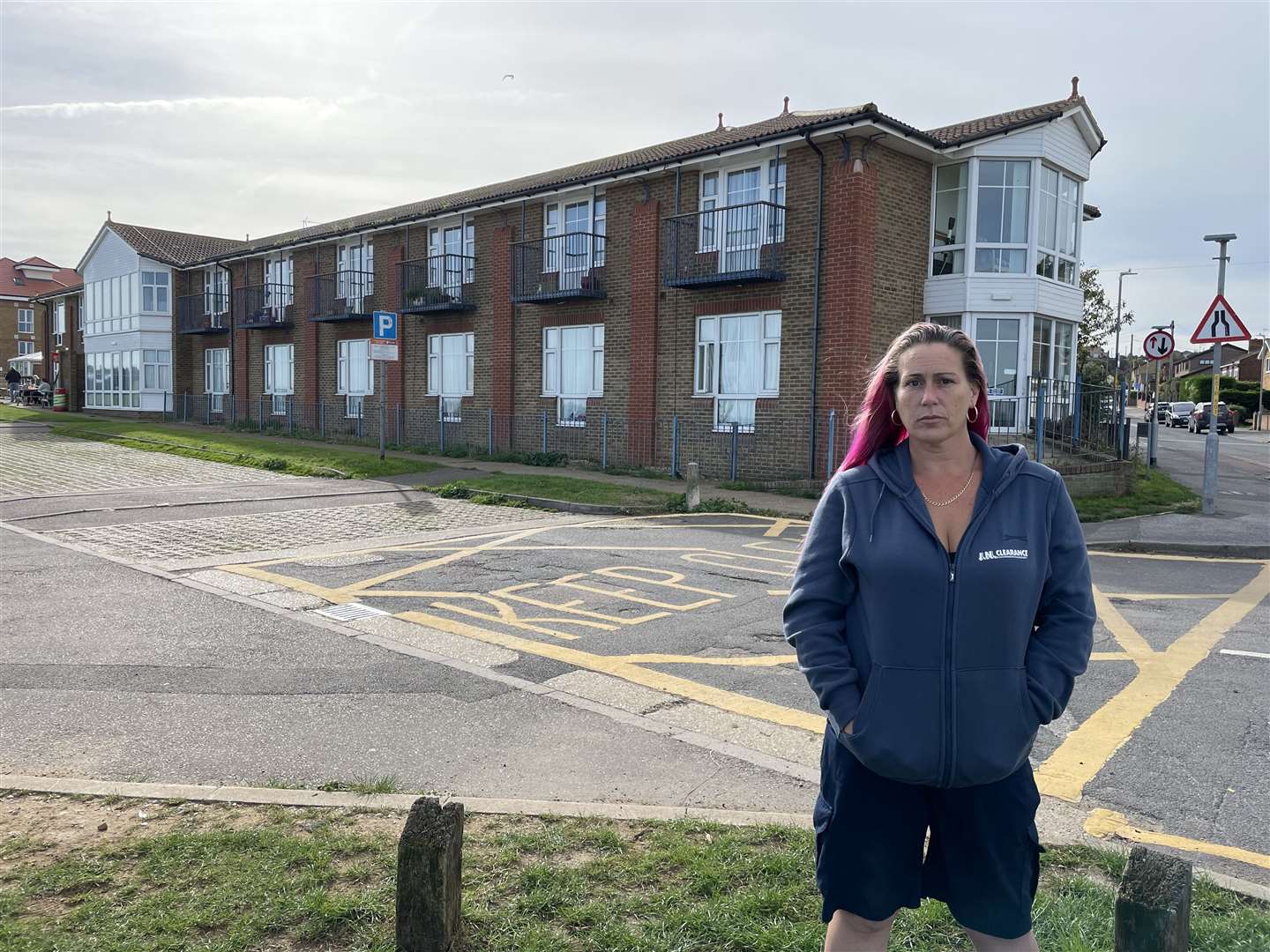 Tarnia Harrison outside the Little Oyster Residential Home on Minster seafront - where her brother Terry Raymond fell