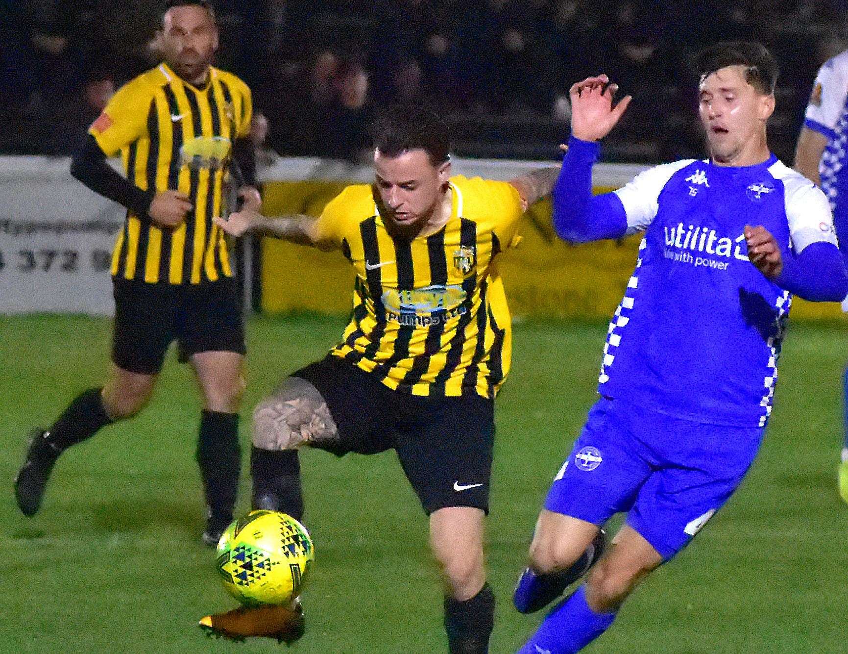 Folkestone's Jordan Wright on the ball during their 3-2 extra-time defeat to Eastleigh. Picture: Randolph File