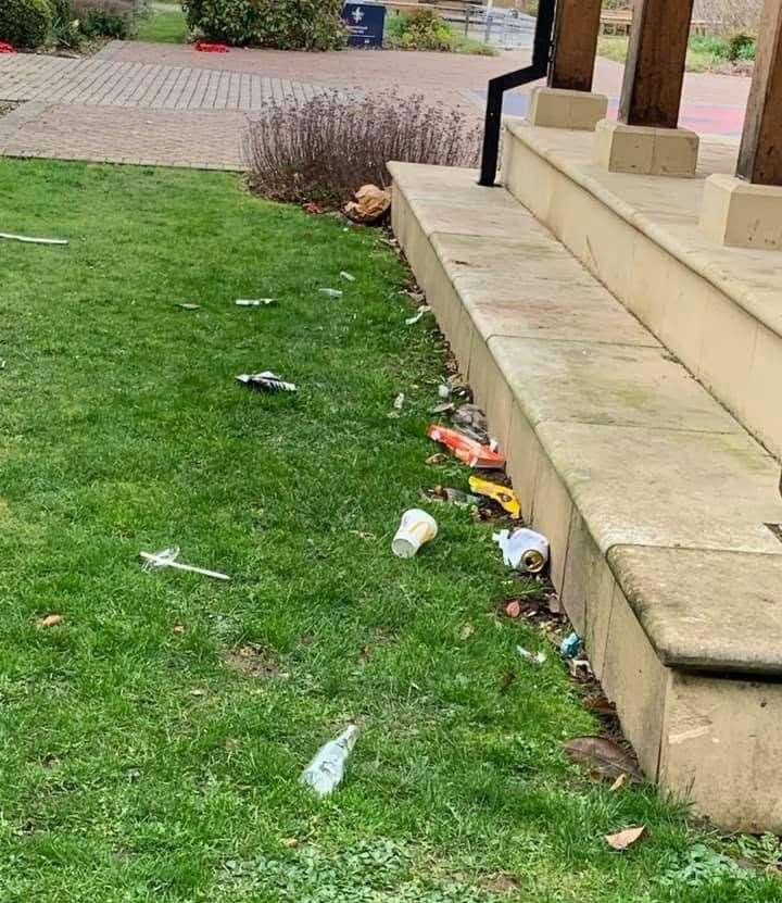 Bottles, cans and litter left at the Royal British Legion Village, Aylesford