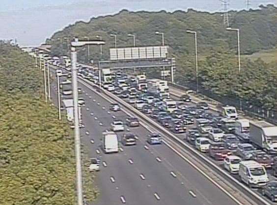Traffic has been stopped on the A2 westbound. Picture: National Highways