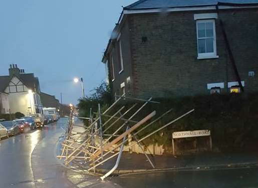 Collapsed scaffolding in Deal. Picture: Martins Judzis