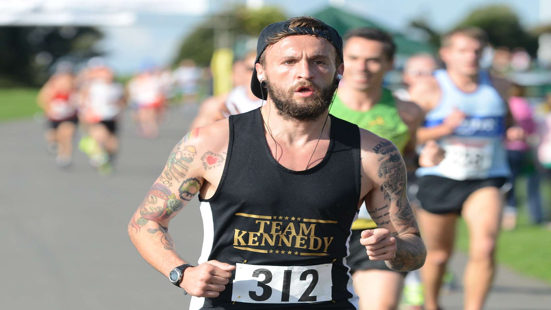 Boxer Josh Kennedy running the 2015 Folkestone Rotary Half Marathon Picture: Gary Browne