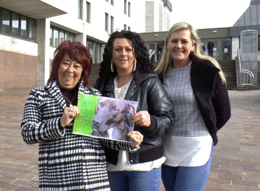 Christine Hoadley, Lynne Pemberthy and Samantha Holden outside court after the appeal was upheld