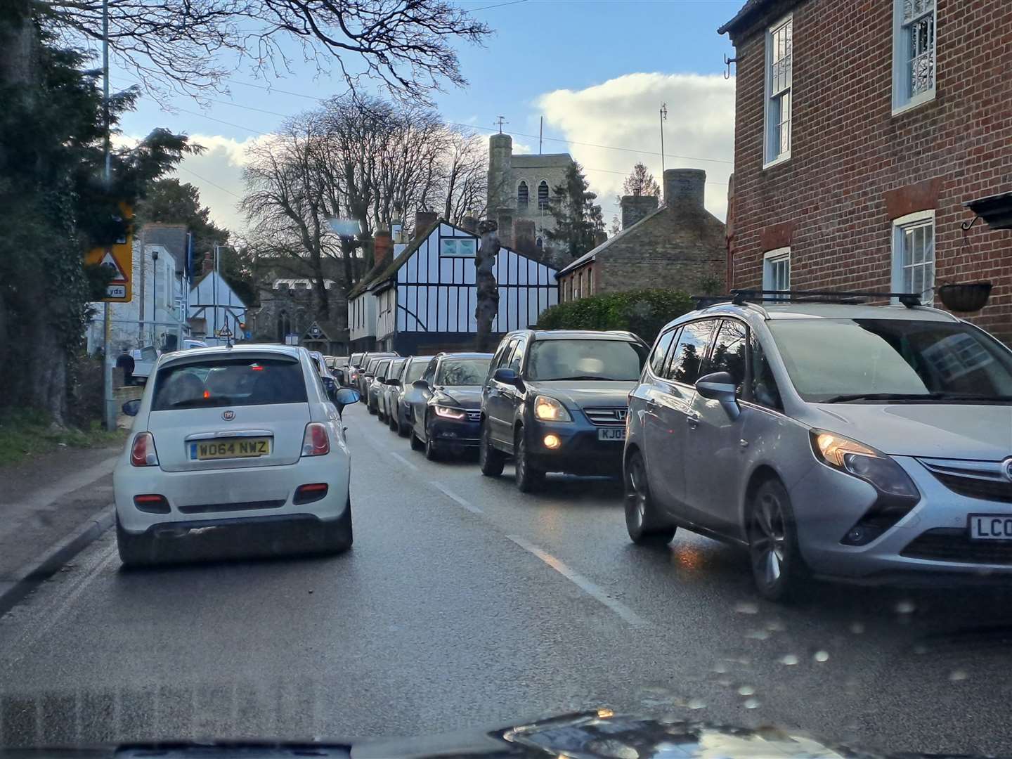 Motorists experienced long delays through Herne village on Monday