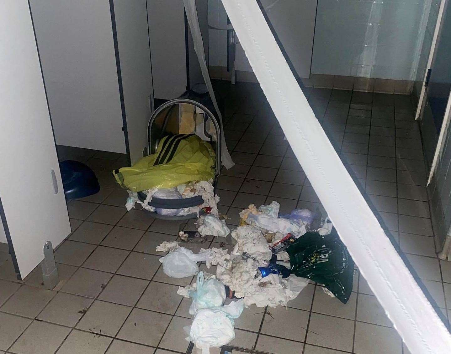 Rubbish was left covering the floor of the women’s toilets at Tenterden Recreation Ground. Picture: Tenterden Town Council