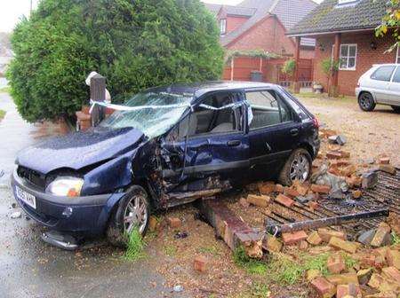 Teenager collapses after Ford Fiesta crashes into Pean Hill house