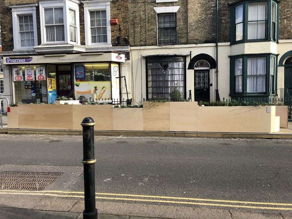 The parklet at Castle Street, now gone. Picture: Adeline Reidy