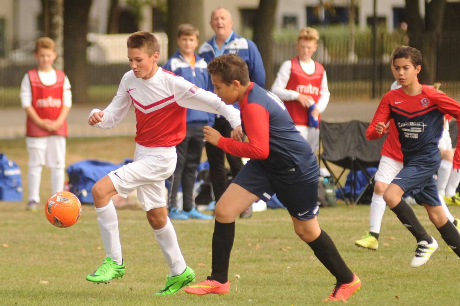Hempstead Valley Colts and Black Lion Youth do battle in Under-13 Division 2 Picture: Steve Crispe
