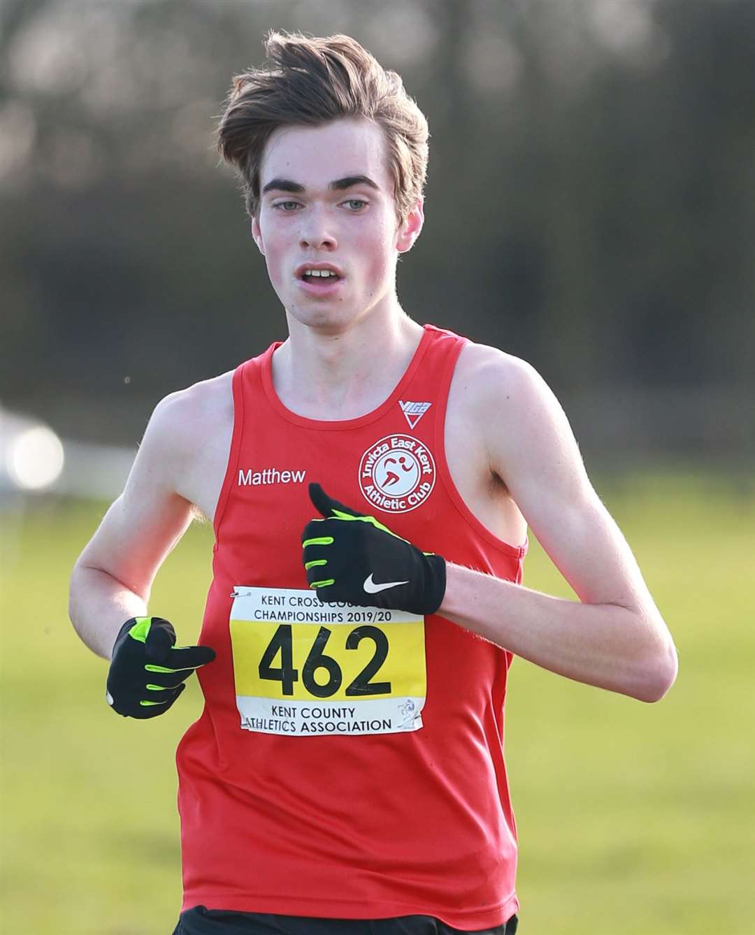 Matthew Stonier on his way to victory in the under-20 men's race at the Kent Cross-Country Championships Picture: John Westhrop FM25930044