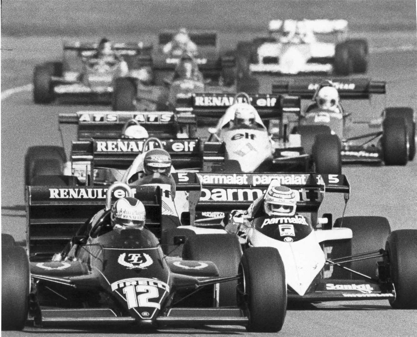 Britain's Nigel Mansell leads Nelson Piquet at the start of the Grand Prix of Europe at Brands Hatch in 1983 - a race quickly added to the schedule after a planned race in the US fell through