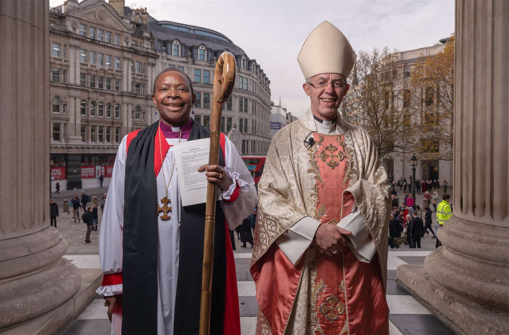 Rose Hudson-Wilkin with the Archbishop of Canterbury. Picture: Graham Lacdao