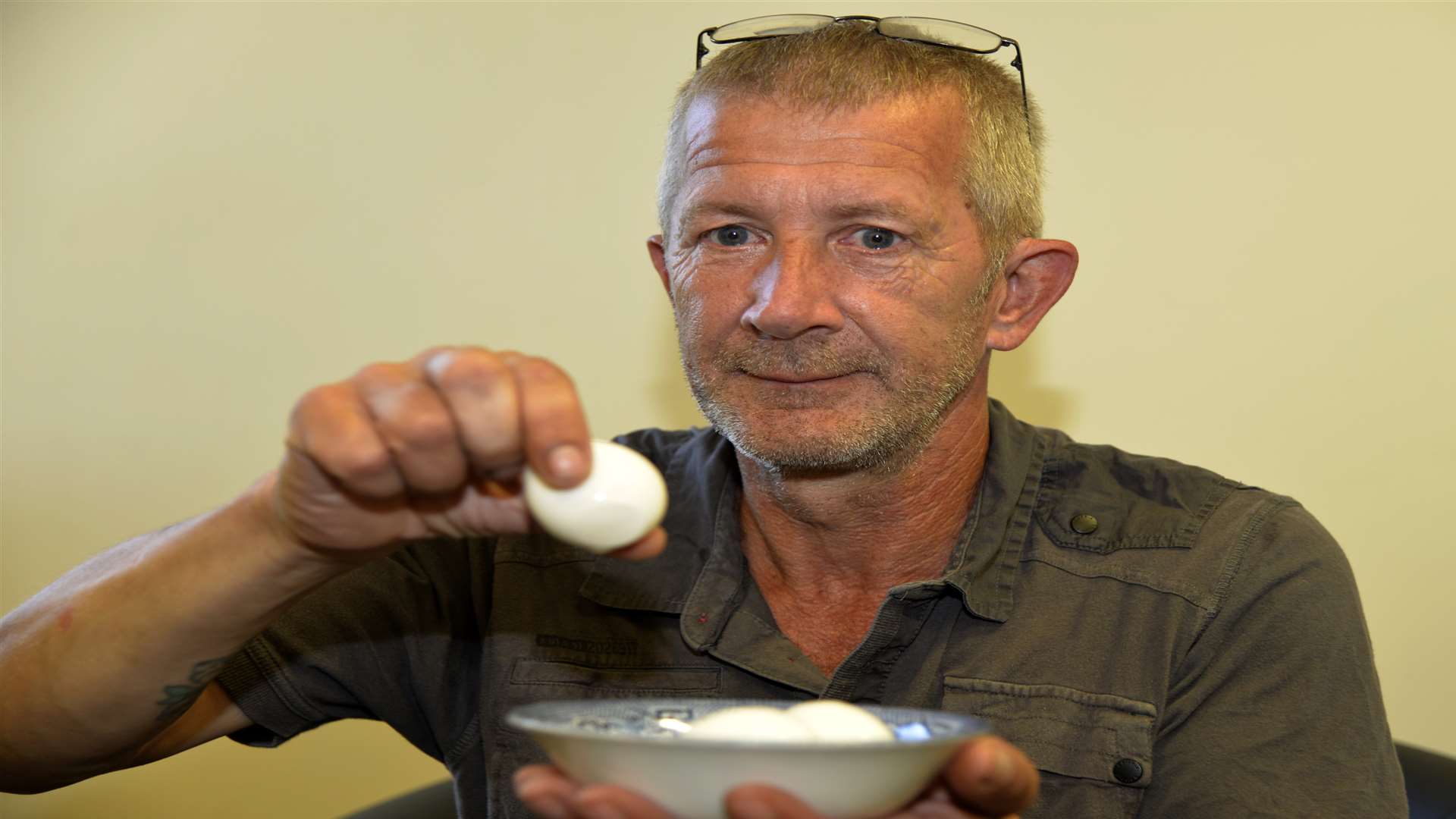 Terry now holds the world record for eating pickled eggs. Picture: Ruth Cuerden