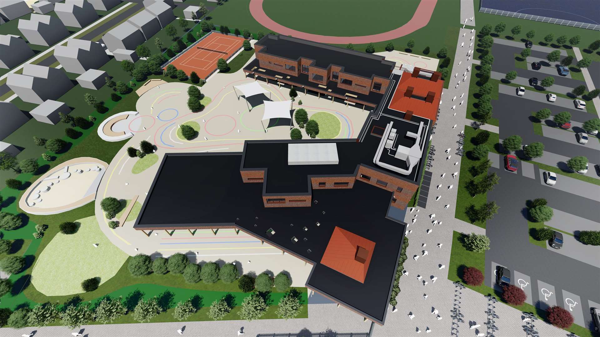 CGI of Alkerden CoE Academy Campus in Ebbsfleet Garden City