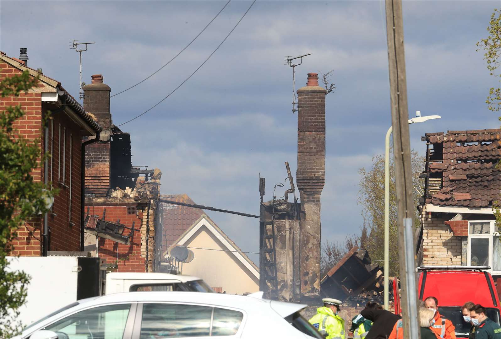 The chimney of the house remained standing (Gareth Fuller/PA)