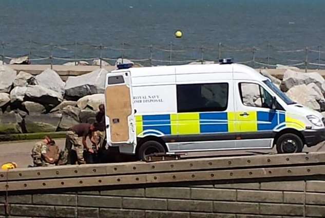 Royal Navy bomb disposal team on Herne Bay seafront