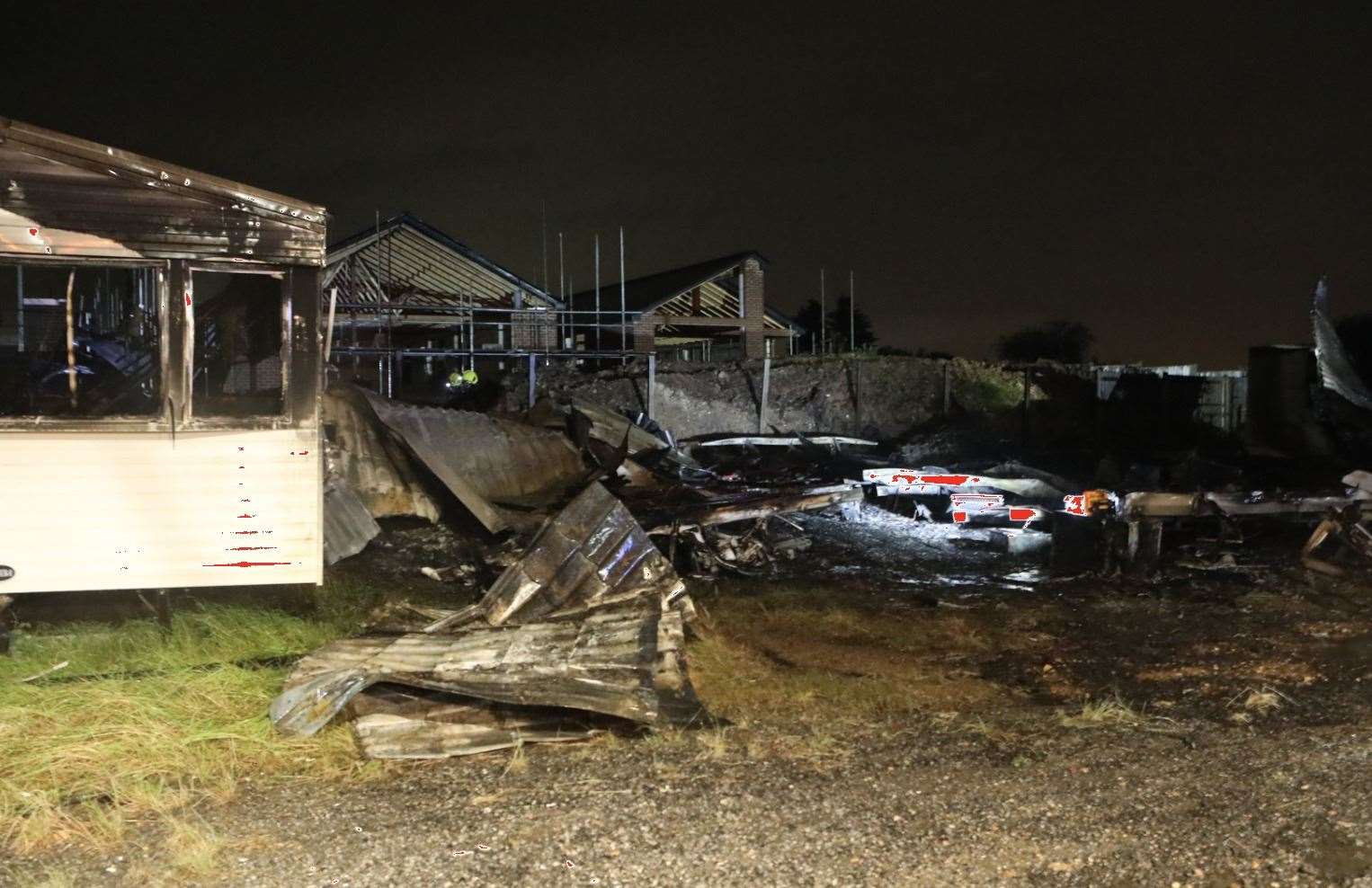 Pictures taken just before midnight show the devastation caused. Pics: UKNIP