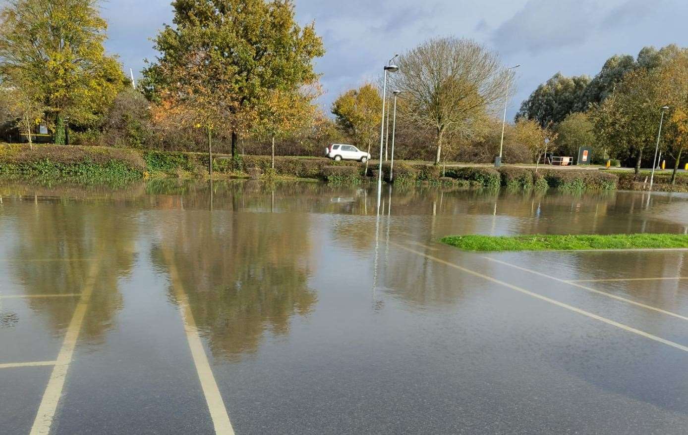 The Gallagher Retail Park car park was flooded after heavy rain last week. Picture: Roxy Tuohy