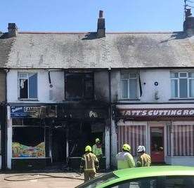 The blaze broke out at Family Kebab and Pizza. Picture: Jordan Dadd