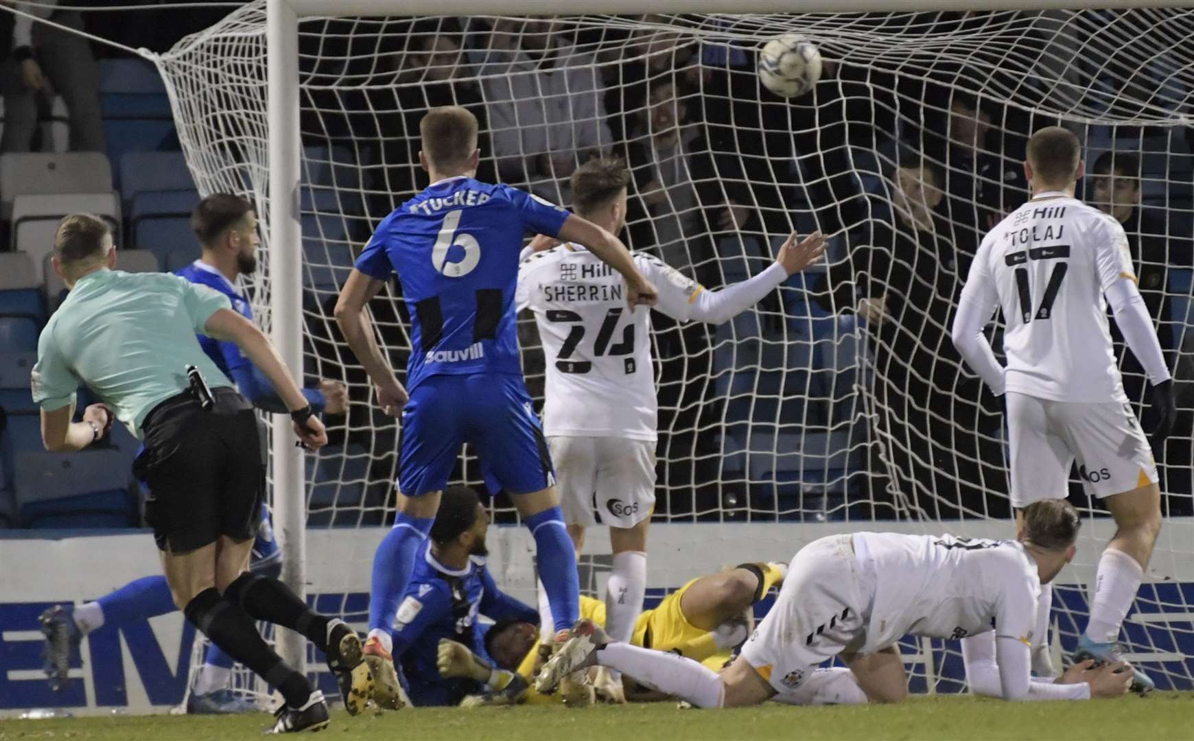 Vadaine Oliver hits the back of the Cambridge net with four minutes to go. Picture: Barry Goodwin