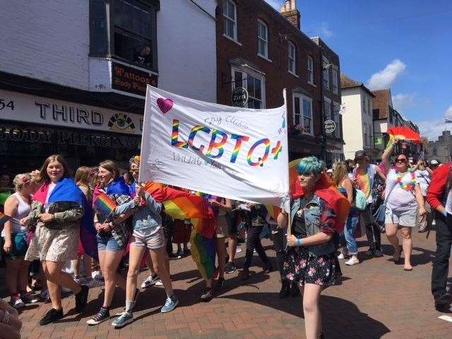 A photograph from last year's Pride parade through the centre of Canterbury