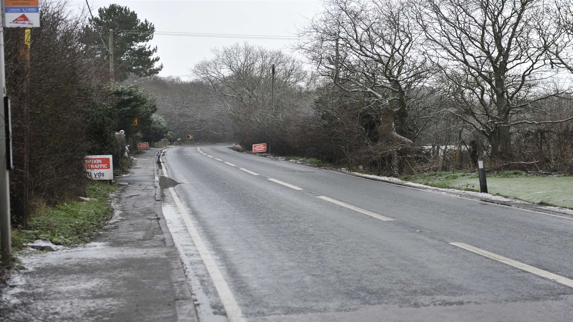 The accident site on the A291 near Calcott Hill
