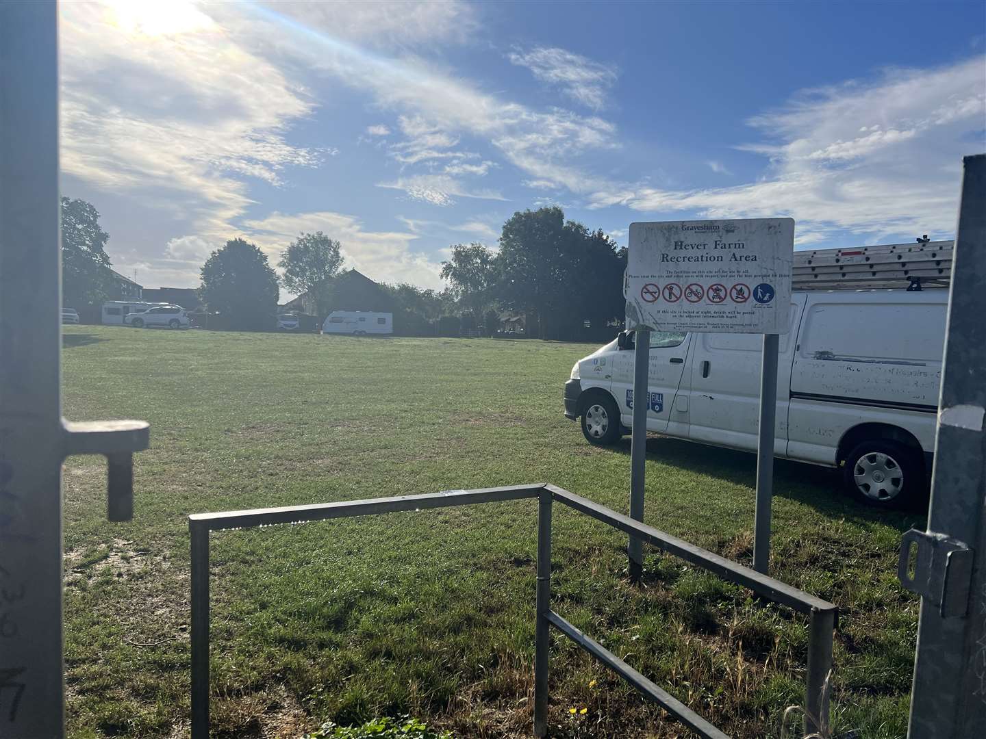 Travellers now have an encampment on Hever Farm recreational ground, Singlewell. Picture: Megan Carr