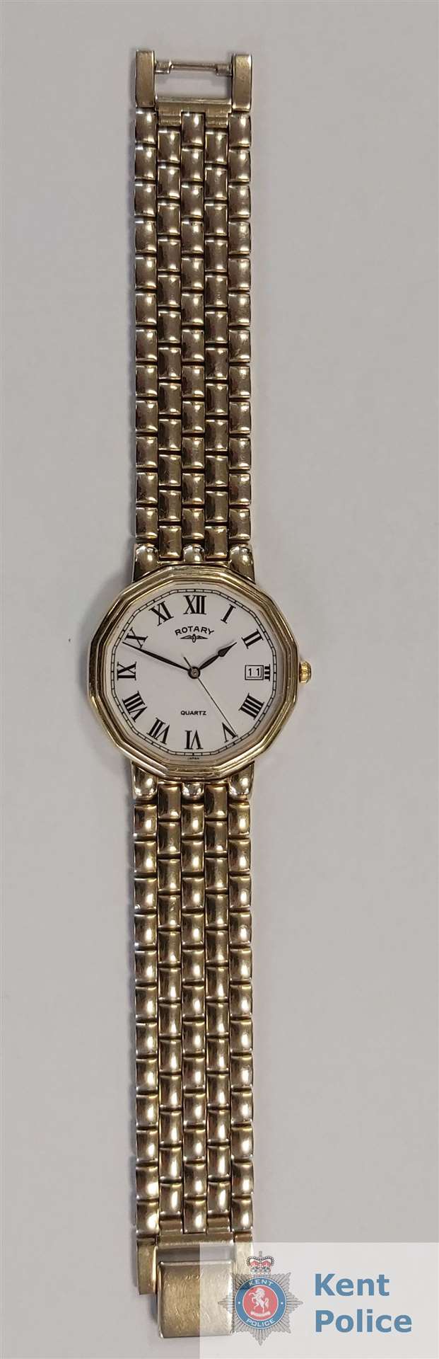 A gold watch recovered by police in Bensted, Ashford