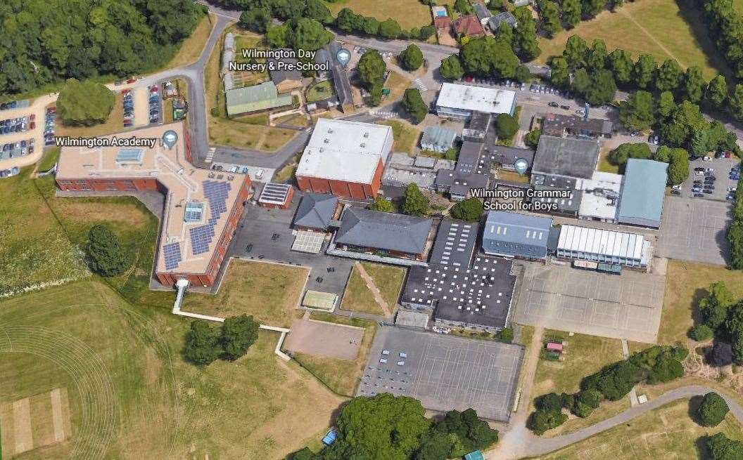 An aerial view of Wilmington Academy, left, which forms part of the Leigh Academies Trust