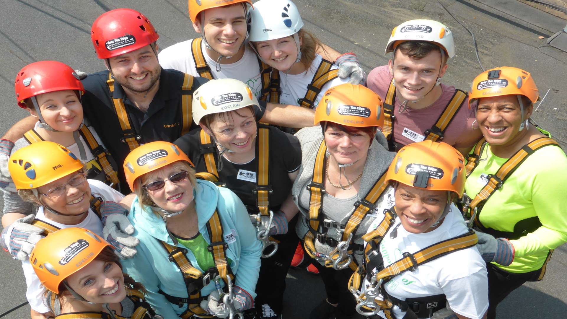 Team Alzheimer of Gravesend, Canterbury, Maidstone, Medway for Alzheimer and Dementia Support Services get ready to face the drop at the KM Maidstone Abseil Challenge which was staged at Midhurst Court, Maidstone on Sunday, June 5.