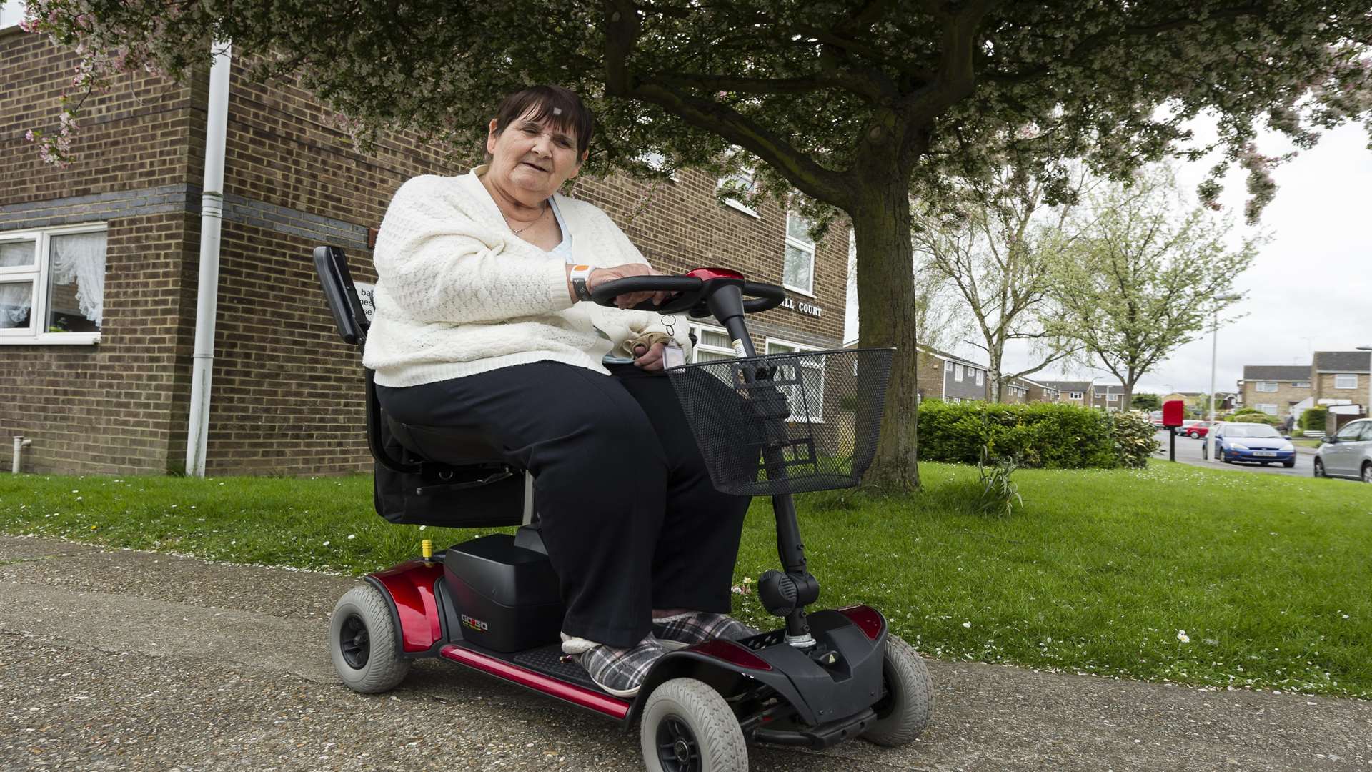 Carol Nunn on the mobility scooter which broke down