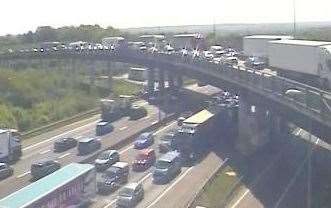 Queues on the M25 and joining from the A2. Picture: National Highways