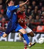 Middlesbrough's Gareth Southgate tries to hold off Darren Bent. Picture: MATTHEW READING