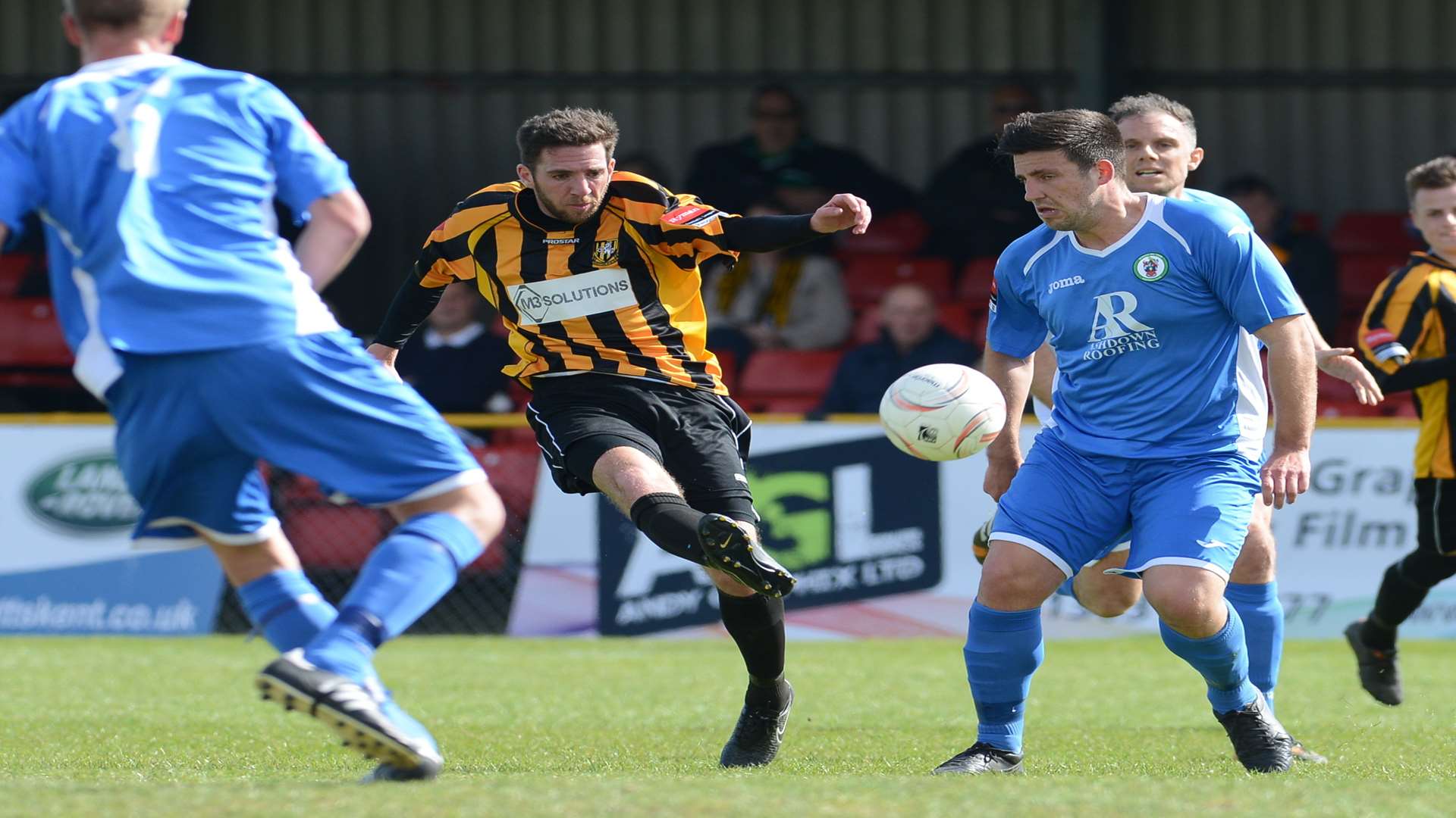 Ian Draycott lets fly against Burgess Hill on the final day of the regular season Picture: Gary Browne
