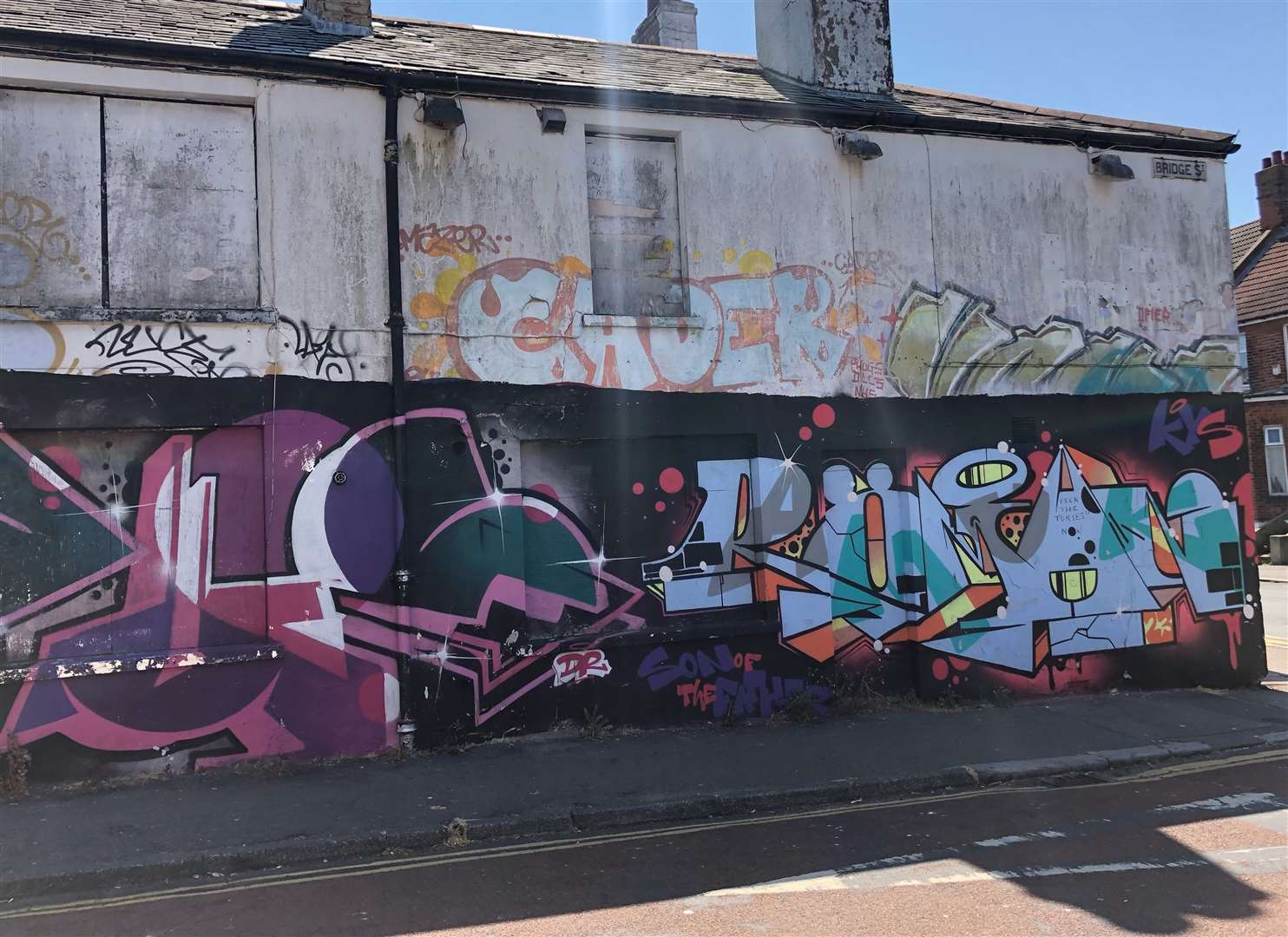 The Two Bells in Canterbury Road, Folkestone, has become a graffiti-covered eyesore