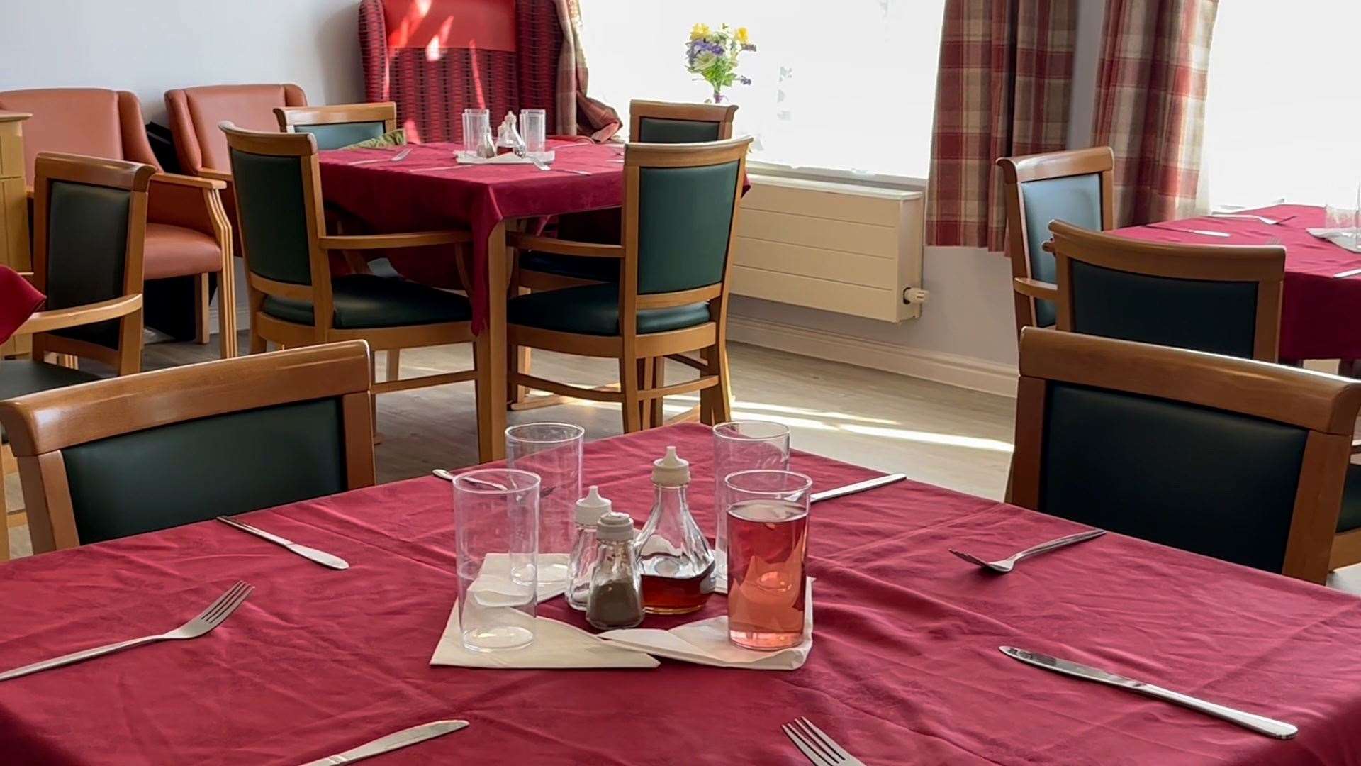 A dining area at the home where residents can sit and chat