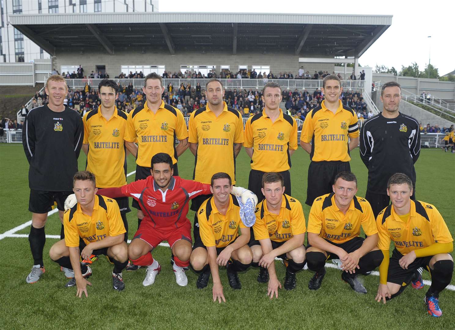 Maidstone line up before the opening game at the Gallagher Stadium, a friendly against Brighton & Hove Albion on July 14 2012 Picture: Ady Kerry